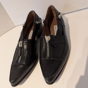 Tabitha Simmons Black Pump w Zipper & Chain Detail. EU Sz.40 Leather Made In Ita